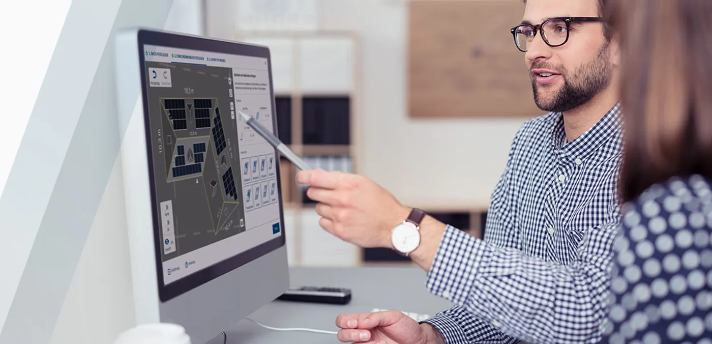Digitale 3D-Dachplanung einer Photovoltaik-Anlage